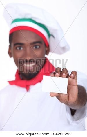nuori musta italialainen kokki ammatillinen kortin