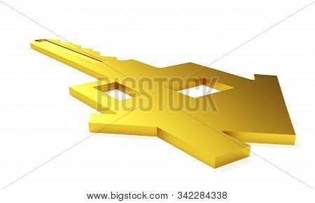3d Rendering Of A House Key Locking, Unlocking, Cgi, Casa, Llave, Sleutel