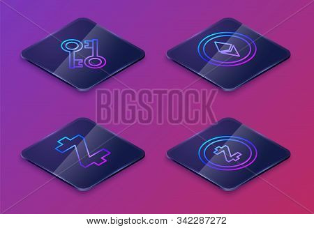Set Isometric Line Cryptocurrency Key, Cryptocurrency Coin Zcash Zec, Cryptocurrency Coin Ethereum E