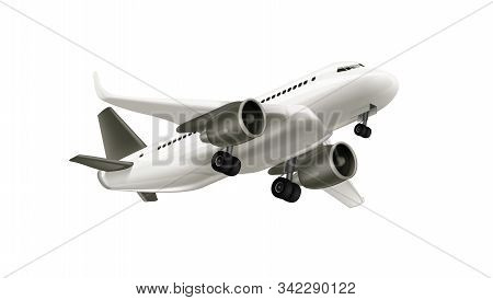 3d White Glossy Commercial Jet Airplane Take Off