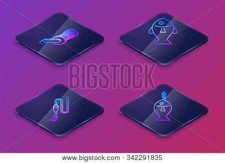 Set Isometric Line Spinning Reel For Fishing, Fishing Line With Hook And Float, Fish And Fish On Hoo