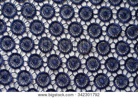 Delicate Navy Blue Lacy Fabric From Above