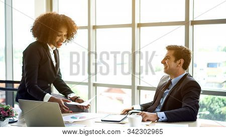 Happy International Coworkers Good Friendly Trusting Evironment Work Place