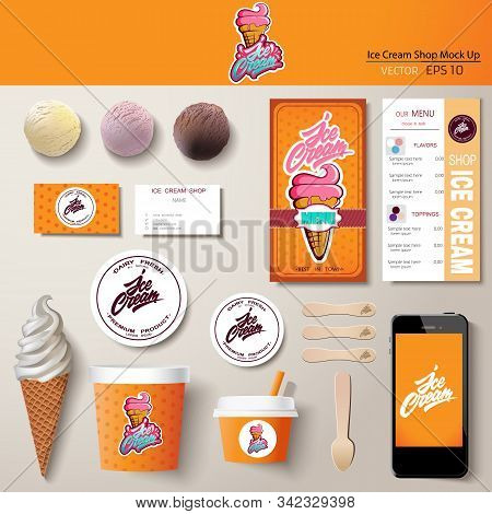 Vector Ice Cream Corporate Identity Template Design Set.