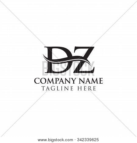 Initial Dz Letter Logo Design Vector With Blue And Grey Colors. Dz Logo Design