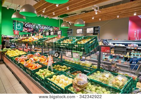 BERLIN, GERMANY - CIRCA SEPTEMBER, 2019: interior shot of Kaufland in Berlin. Kaufland is a German hypermarket chain, part of the Schwarz Gruppe which also owns Lidl and Handelshof.