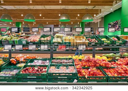 BERLIN, GERMANY - CIRCA SEPTEMBER, 2019: interior shot of Kaufland in Berlin. Kaufland is a German hypermarket chain, part of the Schwarz Gruppe which also owns Lidl and Handelshof.