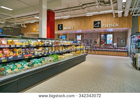 BERLIN, GERMANY - CIRCA SEPTEMBER, 2019: interior shot of Kaufland in Berlin. Kaufland is a German hypermarket chain, part of the Schwarz Gruppe which also owns Lidl and Handelshof.