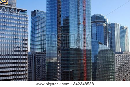 Warsaw,poland. August 2015. Building Under Construction. Q22 Is A Modern Office Building,