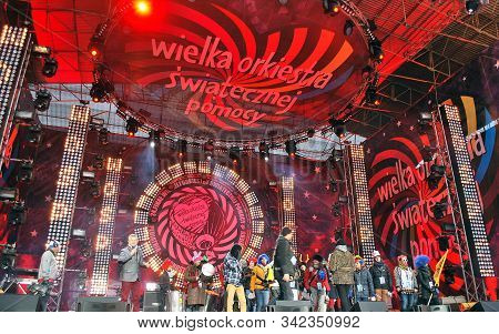Warsaw, Poland. 10 January 2016. Wosp. Free Concert At The Charity Campaign Of The Great Orchestra O