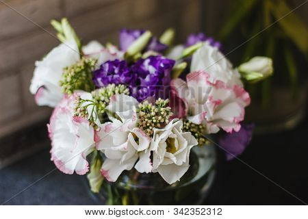 Selective Focus. A Beautiful Bouquet Of Eustom Close-up.