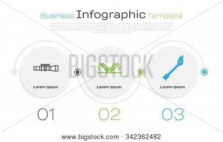 Set Line Sniper Optical Sight, Trap Hunting And Flame Arrow. Business Infographic Template. Vector