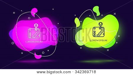 Line Gear Shifter Icon Isolated On Black Background. Transmission Icon. Abstract Banner With Liquid 
