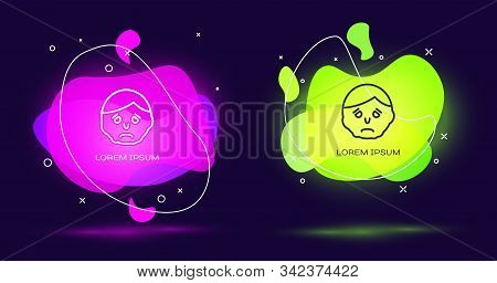 Line Inflammation On Face Icon Isolated On Black Background. Abstract Banner With Liquid Shapes. Vec