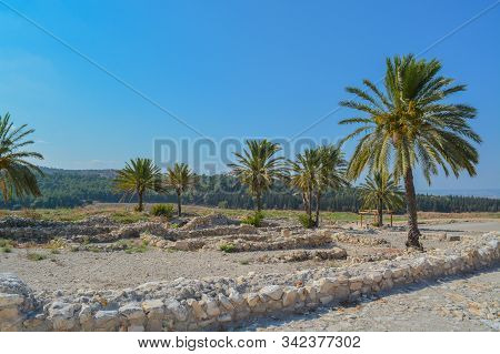 Archaeological Remains In Tel Megiddo National Park, World Heritage Site. At Jezebel Valley, Norther