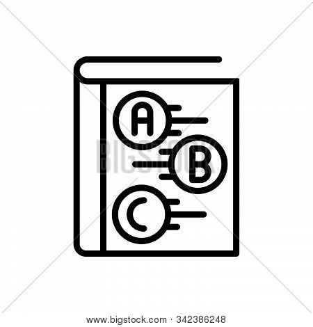 Black Line Icon For Manual Guide Cicerone Booklet Education Reference Notebook