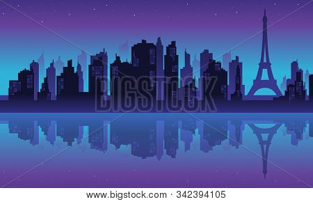 Beautiful Lake City Of Paris With Purple And Blue Colors