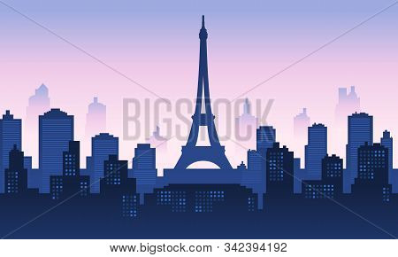 Eiffel Tower With City Building In The Morning