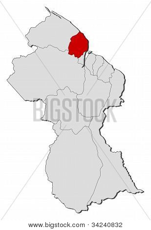 Mapa da Guiana, Cuyuni-mazaruni destacada
