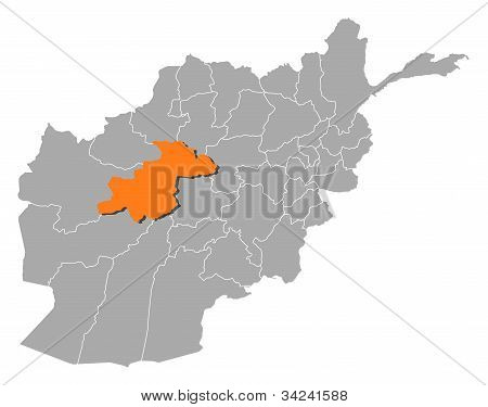 Mapa Afghánistánu, Ghor zvýrazněny