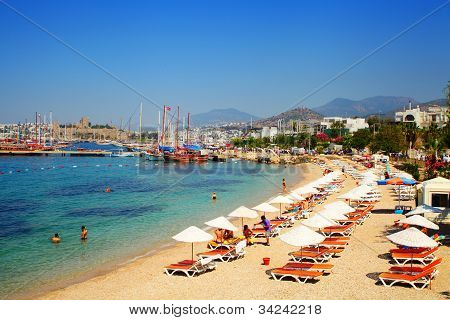 Bodrum, Turkey - march 24, 2012: Aerial View To The City. Bodrum Is Famous