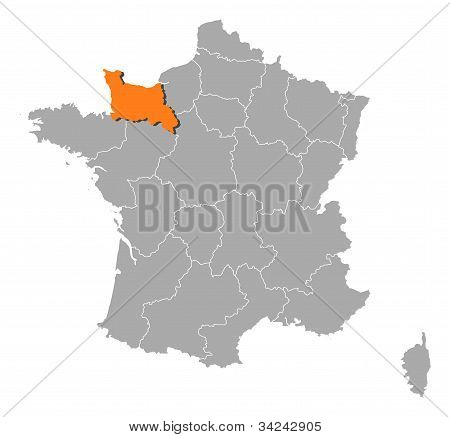 Carte de France, Basse Normandie a mis en évidence :