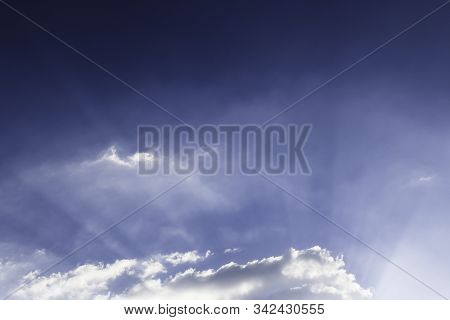 Blue Sky With Soft White Cloudy Atmosphere Is Clear And Clean.