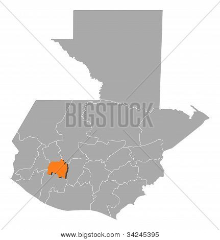 Map Of Guatemala, Sololá Highlighted