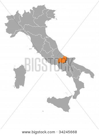 Mappa dell'Italia, Molise evidenziata