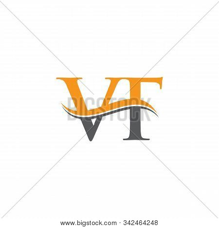 Initial Vf Letter Linked Logo. Creative Letter Vf Logo Vector With Blue And Grey Colors. Vf Logo Des