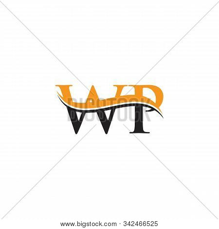 Initial Wp Letter Linked Logo. Creative Letter Wp Logo Vector With Blue And Grey Colors. Wp Logo Des