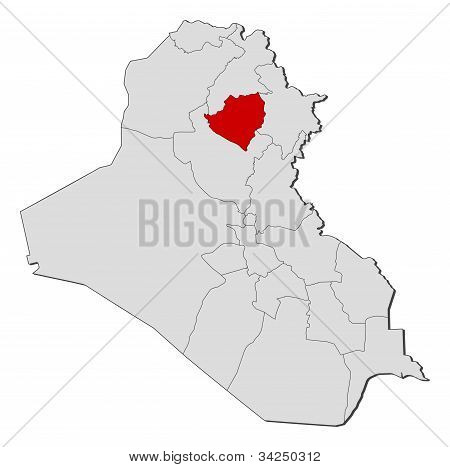 แผนที่ของอิรัก Kirkuk ที่เน้น