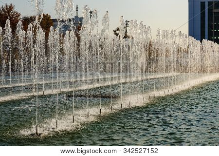Fountain Jets, Independence Square Fountain In Tashkent, Uzbekistan