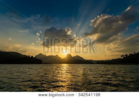 Sunset At Ratchaprapa Dam, Or Known As Cheow Lan Dam