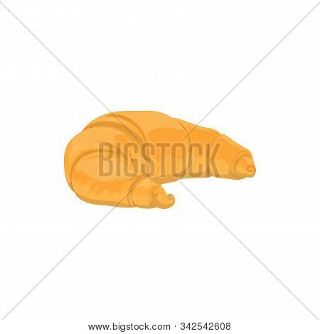 Croissant Crescent-shaped Roll Isolated Sweet Pastry. Vector French Bakery, Baked Food Dessert