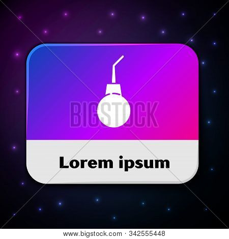 White Enema Pear Icon Isolated On Black Background. Medical Rubber Pump. Rectangle Color Button. Vec