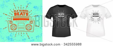 Retro Stereo Boombox T-shirt Print Stamp For Tee, T Shirts Applique, Vintage Fashion, Badge, Label C