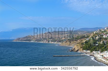 View Of Crimean Southern Coast Of Black Sea Near Malorechenskoe (malorichenske) Village