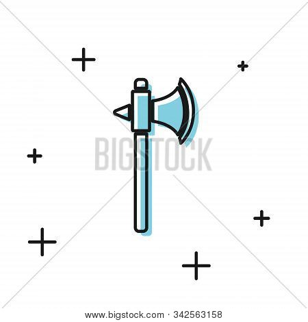 Black Medieval Axe Icon Isolated On White Background. Battle Axe, Executioner Axe. Vector Illustrati