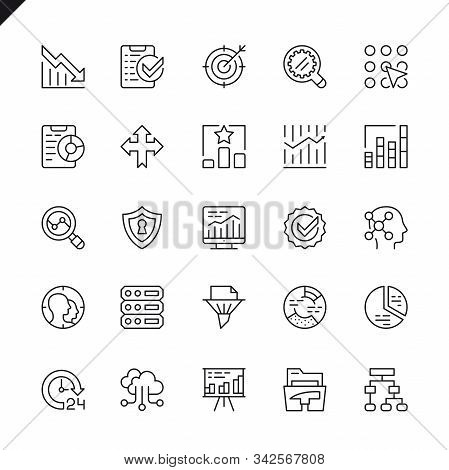 Thin Line Data Analysis, Statistics, Analytics Icons Set For Website And Mobile Site And Apps. Outli