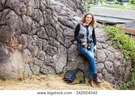 Facatativa, Colombia - January, 2029: Tourists Visiting The Piedras Del Tunjo Archaeological Park In