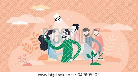 Digital Personality Vector Illustration. Fake Feelings In Flat Tiny Persons Concept. Sad And Lonely 