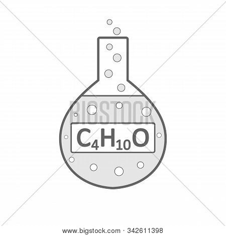 Laboratory Glass With Diethyl Ether On White Background. Vector Illustration.
