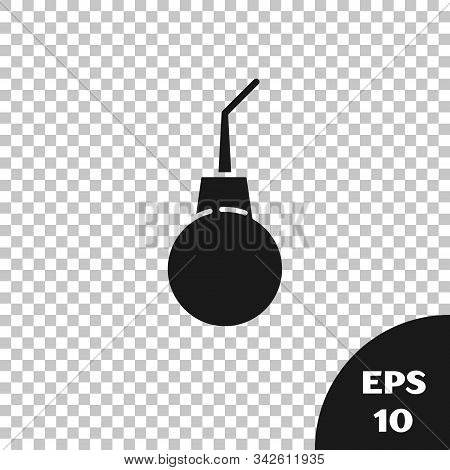 Black Enema Pear Icon Isolated On Transparent Background. Medical Rubber Pump. Vector Illustration