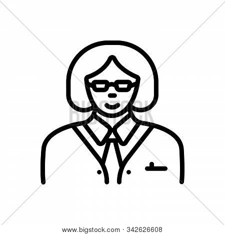 Black Line Icon For Manager Steward Director Warden Women Female