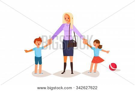 Bad Luck And Stressful Situations. Female Character Experiences Stress In Everyday Life. Tired And U