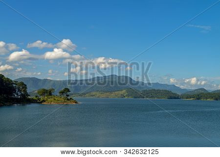 Umiam Lake Is A Reservoir In The Hills, Beautiful Bridge Over Stream, Meghalaya, India
