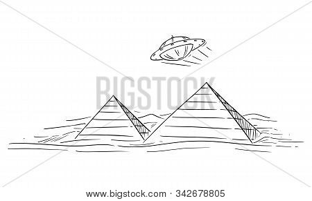 Vector Cartoon Drawing Or Illustration Of Ufo Or Unidentified Flying Object Or Alien Or Extraterrest