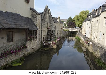 Water Mill And Aure River In The Old City Of Bayeux