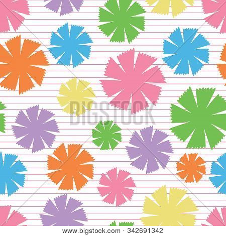 Rainbow Pinwheel Daisies Vector Seamless Repeat Pattern